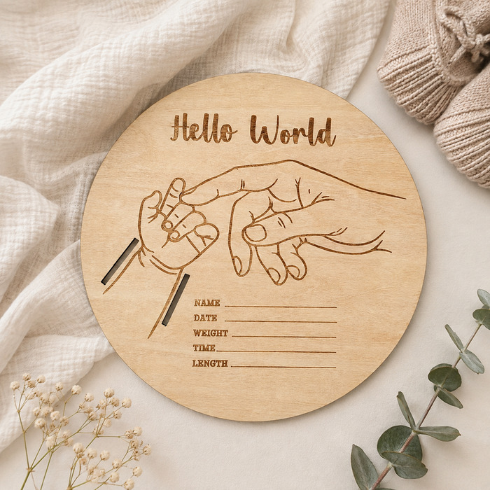 Hello World Birth Announcement & Hospital Bracelet Keepsake